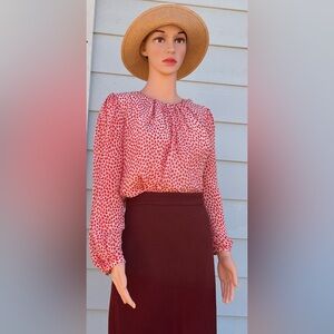 Ann Taylor Red Hearts Blouse for Work